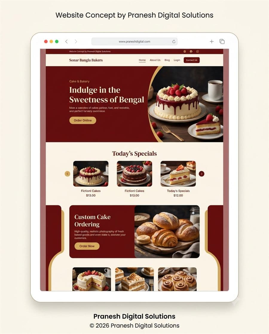Sonar Bangla Bakers concept website design — bakery concept by Pranesh Digital Solutions