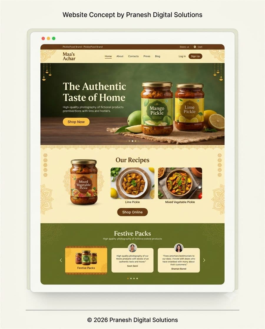 Adi Kolkata Mistanna concept website homepage design — Bakery & Sweets website concept by Pranesh Digital Solutions